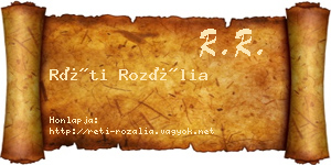 Réti Rozália névjegykártya
